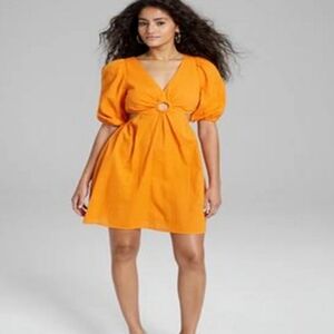 AND NOW THIS Women's‎ Keyhole Cotton Mini Dress Size 3X Burn Orange